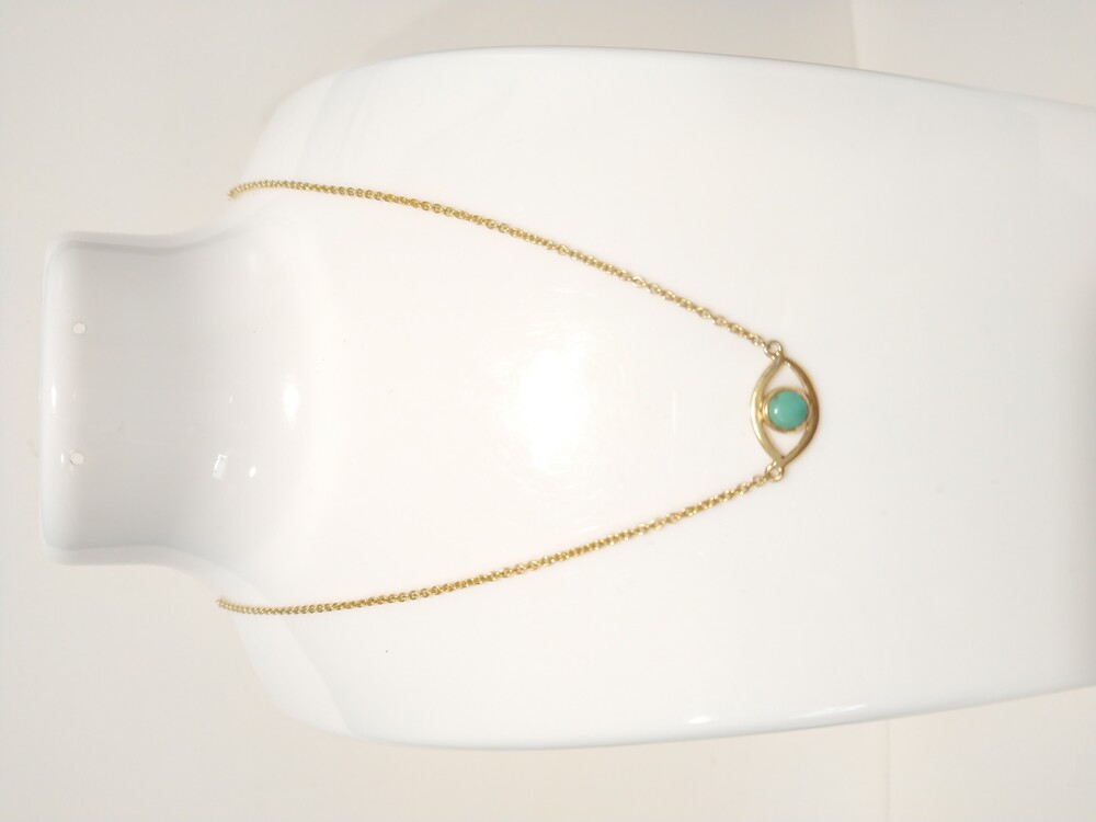 Pura Vida Pendant Necklace Turquoise Evil Eye Dainty Gold Tone 18" Long